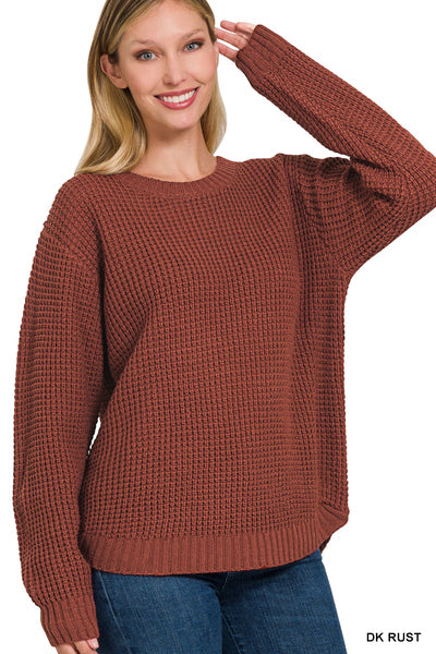 Rust waffle sweater