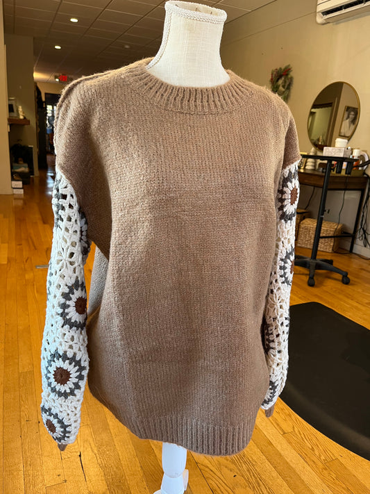 Crochet sleeve sweater
