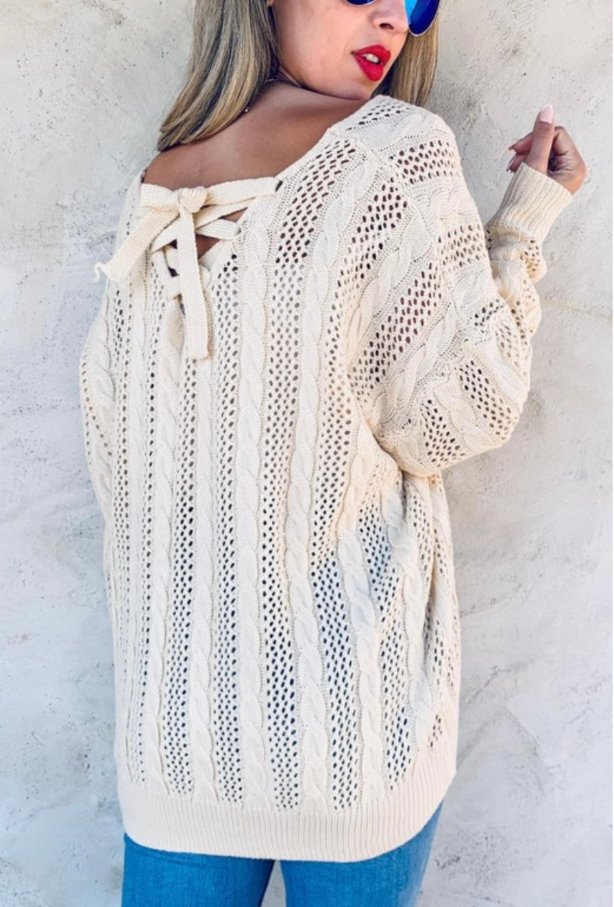Back lace sweater